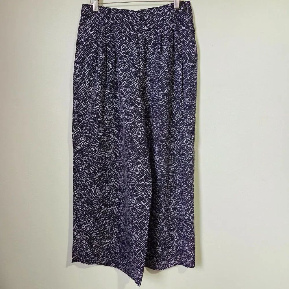EUC CHAUS PETITES WIDE LEG DOTTED PLEATED SOFT PANTS SIZE 14 - Picture 2 of 16